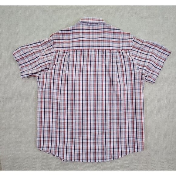 Burry Lane Button Down Shirt Men's XL Red, White & Blue Plaid 100% Cotton Y2K - Picture 14 of 15
